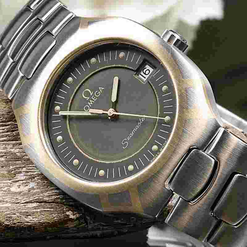 Omaga Seamaster Polaris Damen/Herren Quarzuhr Stahl Gold 32 mm Ref.: 396.1022 - Vintage