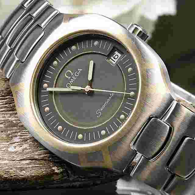 Omaga Seamaster Polaris Damen/Herren Quarzuhr Stahl Gold 32 mm Ref.: 396.1022 - Vintage
