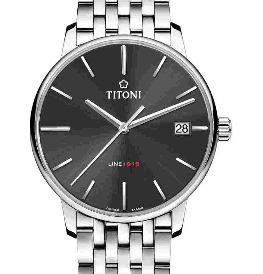 Titoni Line 1919 Anthracite New Full Set Warranty Official dealer 