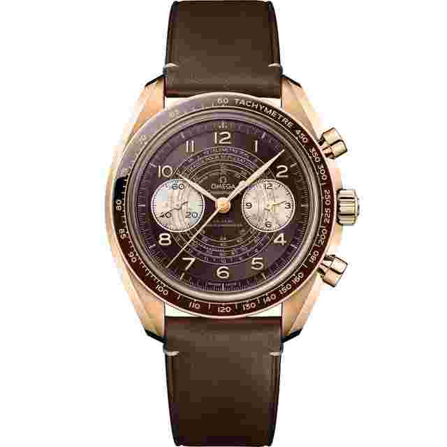 Omega Speedmaster Chronoscope Two Counters 43mm Bronze Gold on Leather Strap - 329.92.43.51.10.001
