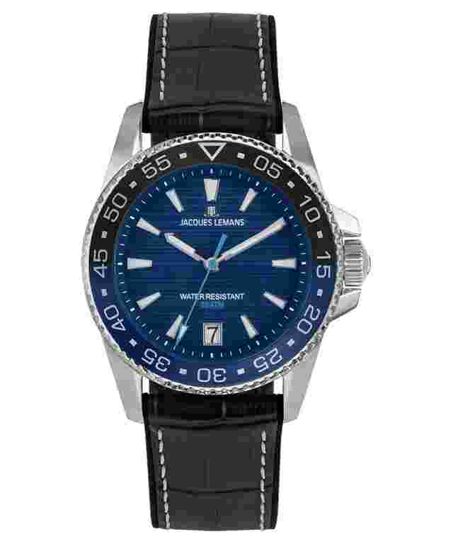 Jacques Lemans 1-2205B Herrenuhr Quarz Liverpool Diver Schwarz/Blau