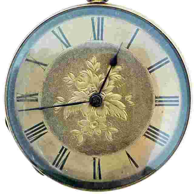 Non-Branded 18K Yellow Gold Mechanical Wind Movement Antique Pocket 34.7g Watch 