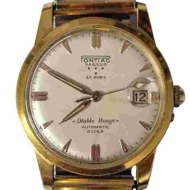 Pontiac "Diable Rouge" Nageur – Automatic Men's Watch (1960) With original box warranty certificate and papers
