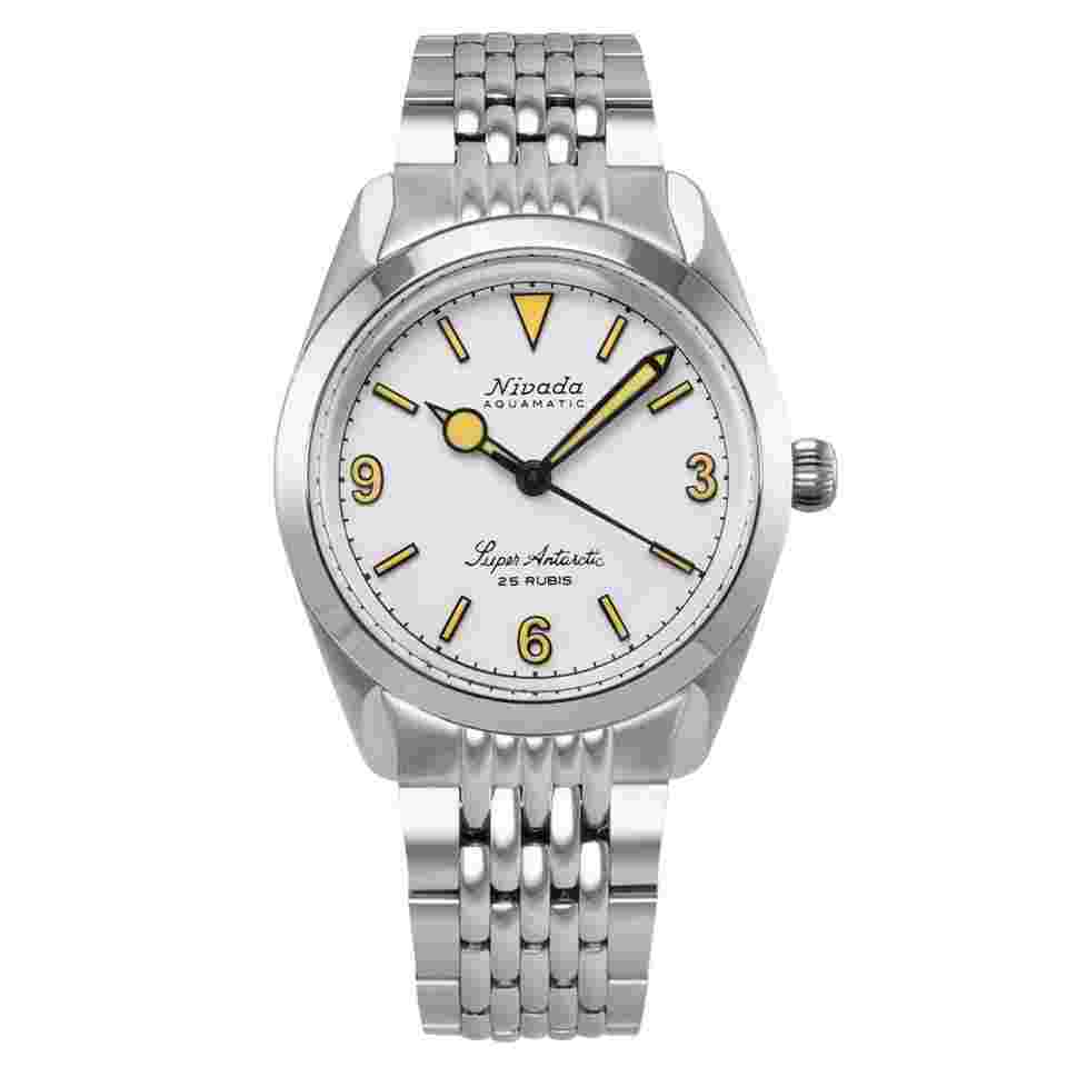Nivada Grenchen Super Antarctic White 3.6.9 Beige Luminova 38 mm 