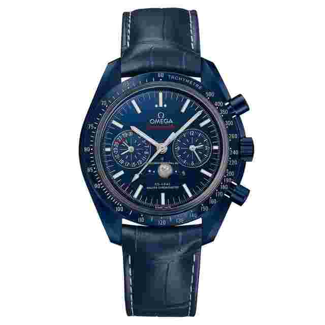 Omega Speedmaster Moonphase Blue Side Of The Moon Speedmaster Moonphase Two Counters 44.25 mm Blue Ceramic On Leather Strap - 304.93.44.52.03.001
