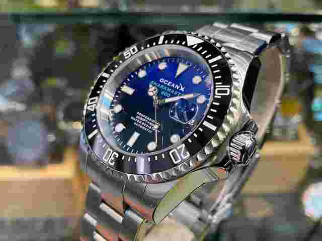 OceanX Sharkmaster 600 Automatic Men's Diver Watch 44mm Blue Dial SMS600-12 Brand New never worn 