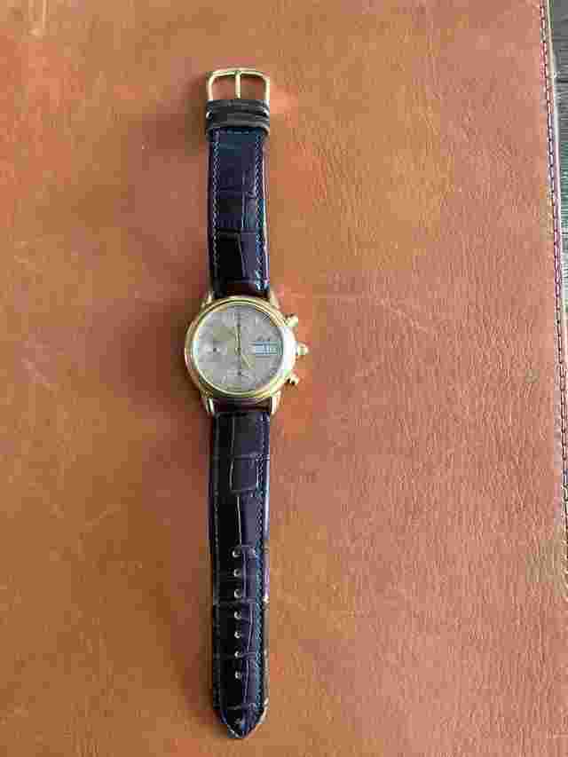 M&M Swiss Watch Chronograph Glasboden Gold mit Lederband