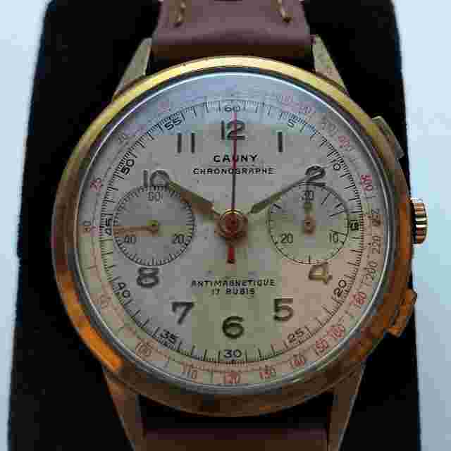 Cauny Chronographe Prima Cauny Prima Vintage 1950 Cahapado 18K 
