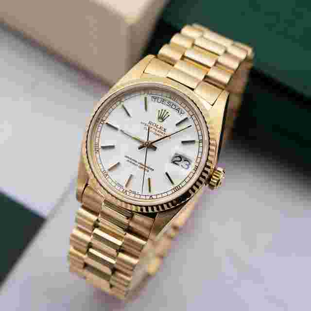 Rolex Day-Date 36 - 18038 - 1985 - Rolex Service 2025 Rare “SINGER White Caramel” Dial