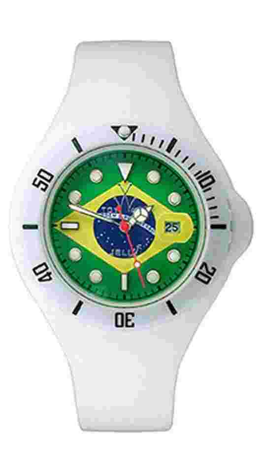 ToyWatch Jelly Flag Brazil Only Time Plasteramic & White Silicon Watch JYF05BR 