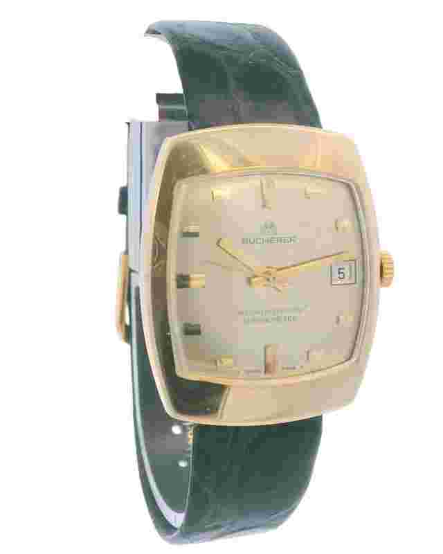 Bucherer 18k Yellow Gold Cushion Automatic Watch 