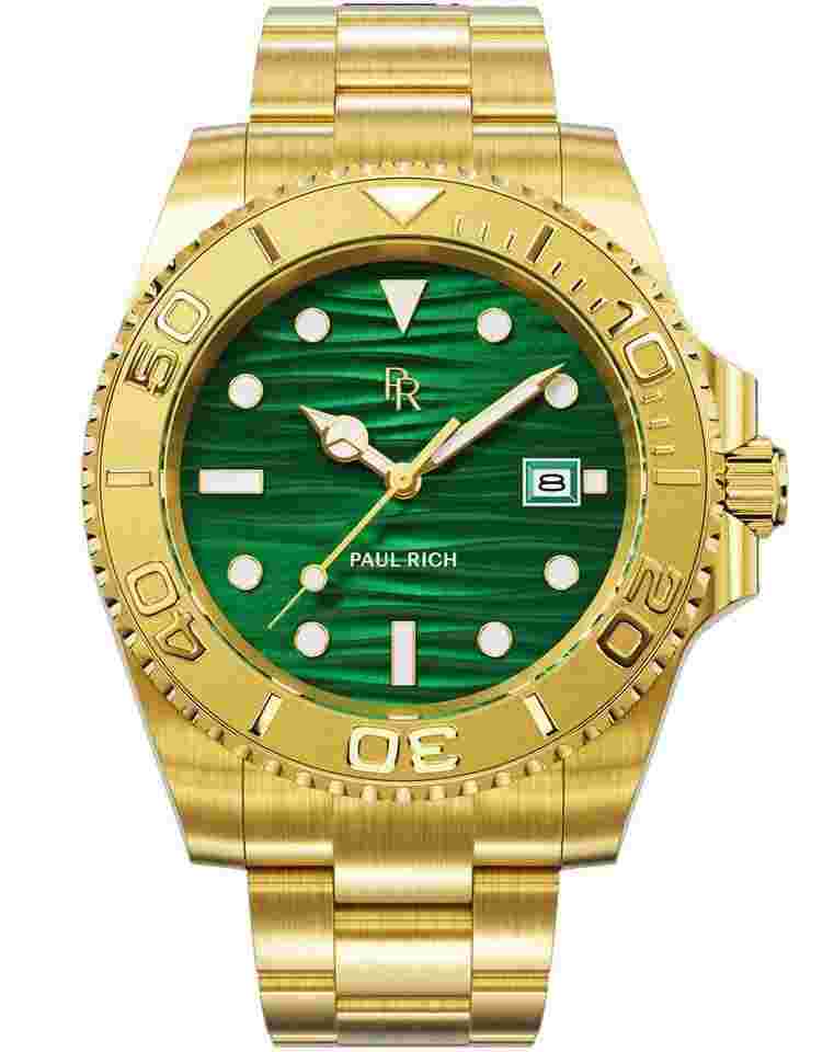 Paul Rich PR-46710 Herrenuhr Crystal Bay Gold Coast Gold Green 40mm 5ATM