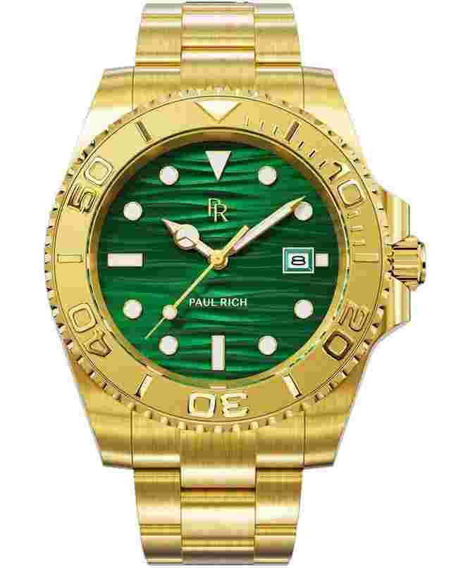 Paul Rich PR-46710 Herrenuhr Crystal Bay Gold Coast Gold Green 40mm 5ATM