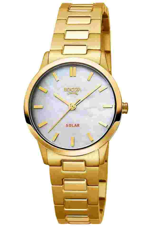 Boccia 3363-05 Solaruhr für Damen Titan Goldfarben/Perlmutt 