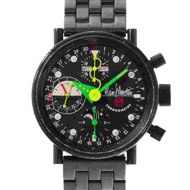 Alain Silberstein Krono Bauhaus LWO 5100 40mm Black Steel Mens Watch Card 1995