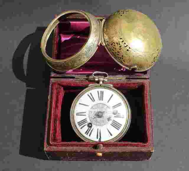 Antique 17th Single Hand Alarm Verge Fusee Silver Pocket Watch 1680 Rare Italy 'Oignon' silver pair cases