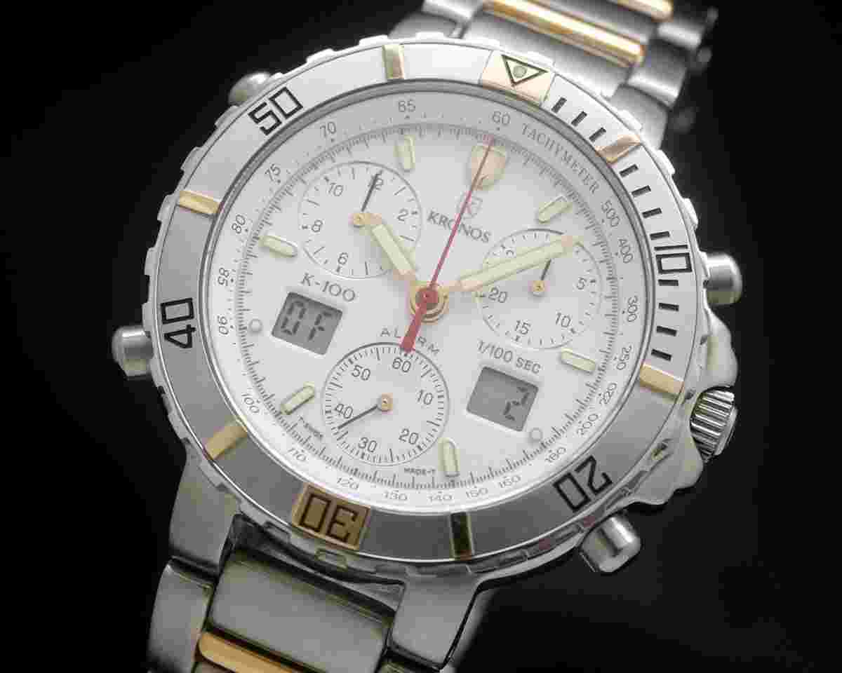 Kronos K100 Ana-Digi New Old Stock chronograph vintage ETA 251.265 NOS SERVICED WARRANTY With an ETA 251.265 used by Omega Tag-Heuer Tissot etc. 