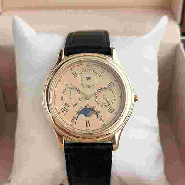Bonard Geneve Day – Date 14k Gold Mondphase 35mm 590749 Quarz Herrenuhr 