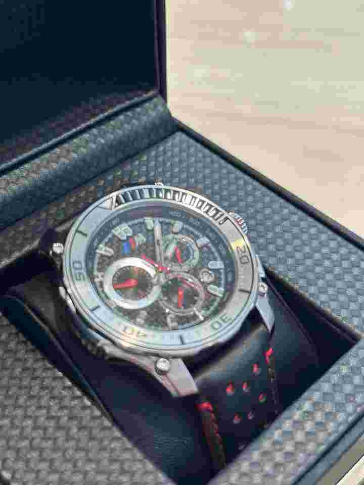 BMW M Watch Carbon Chronograph AG 80788 Perfect Shape Full Set Box Papers 
