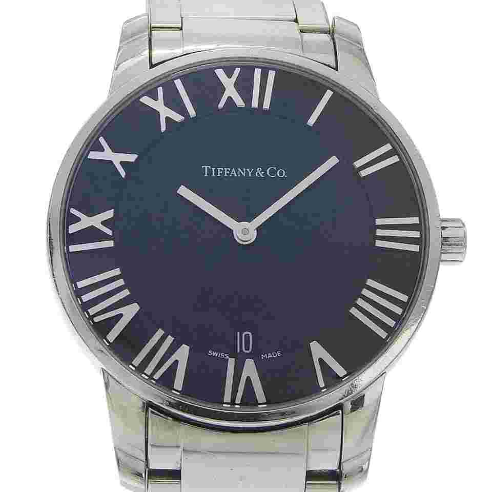 Tiffany Atlas Dome & Co. Atlas Dome Watch Z1800.11.10A00A Stainless Steel Quartz Analog Black Dial Men's