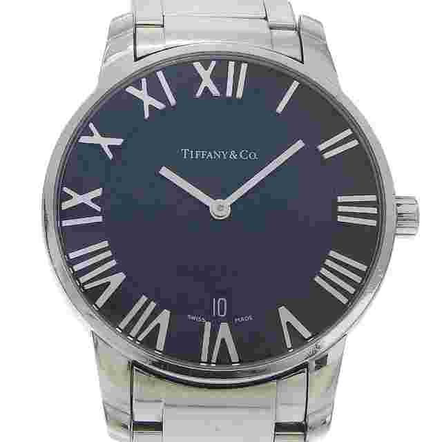 Tiffany Atlas Dome & Co. Atlas Dome Watch Z1800.11.10A00A Stainless Steel Quartz Analog Black Dial Men's
