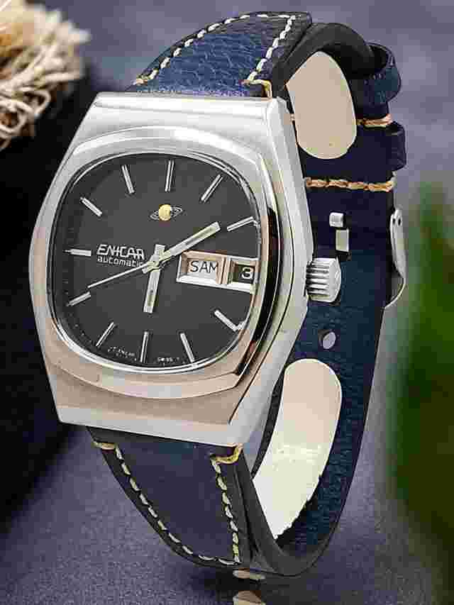 Enicar day/date - automatic - vintage swiss watch - original&top status - all steel case - 36x40 mm - 70's ENICAR AUTOMATIC - TOP STATUS