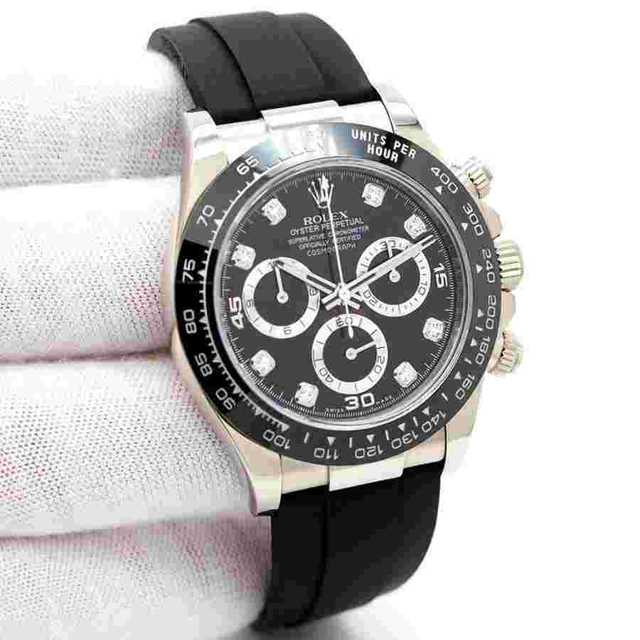 Rolex Daytona 116519LN Cosmograph Daytona 18K White Gold with Black Diamond Dial - Rolex Service Card Dated November 2025