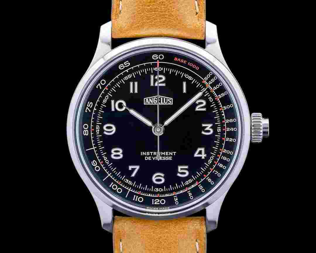 Angelus 0CHBS.B01A.V010S Instrument de Vitesse SS Ebony Black Dial LIMITED