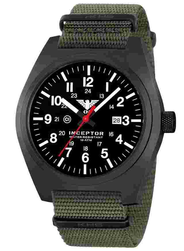 KHS INCBS.NSGO Herrenuhr Inceptor Black Steel Steingrau-Oliv