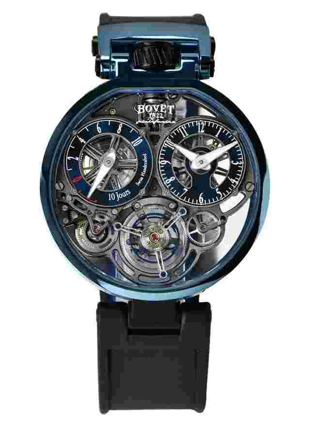 Bovet Pininfarina Ottantasei Tourbillon in Blue PVD-coated Titanium Black Rubber Strap with Openwork Dial