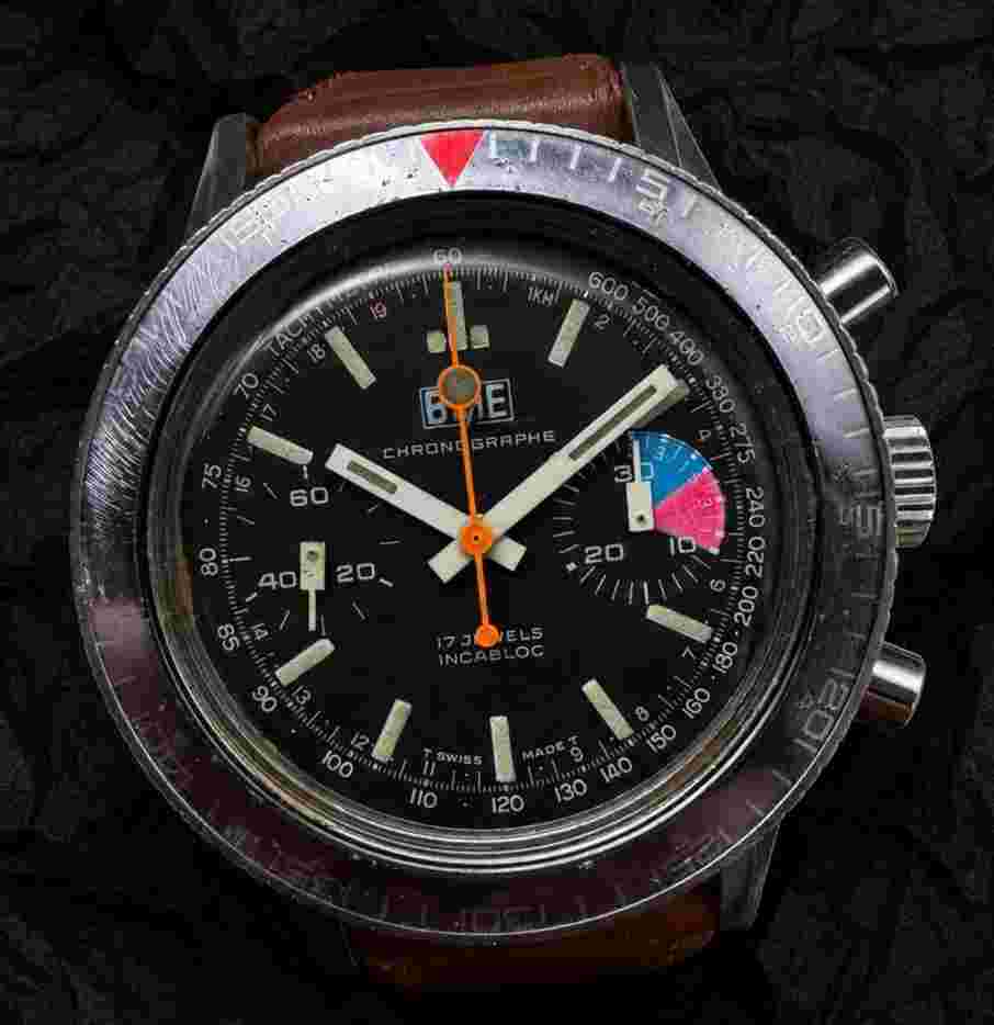 BME VINTAGE CHRONOGRAPH 7733 VALJOUX YACHTING PLONGEE SKIN DIVER HANDAUFZUG UHR 