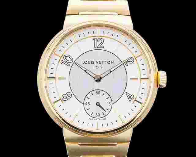 Louis Vuitton W1YG10 Tambour Automatic 18K Yellow Gold White Dial