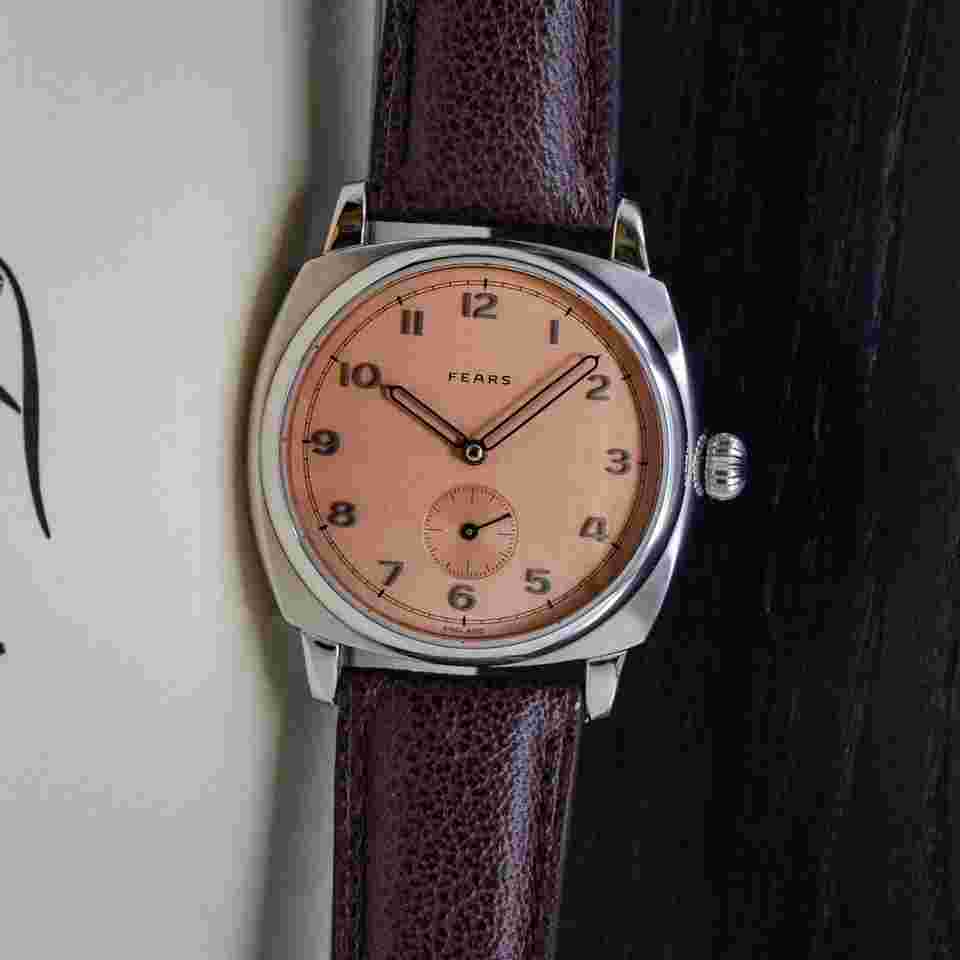 Fears Brunswick 38 Copper Salmon Dial Full Set + Extra Strap