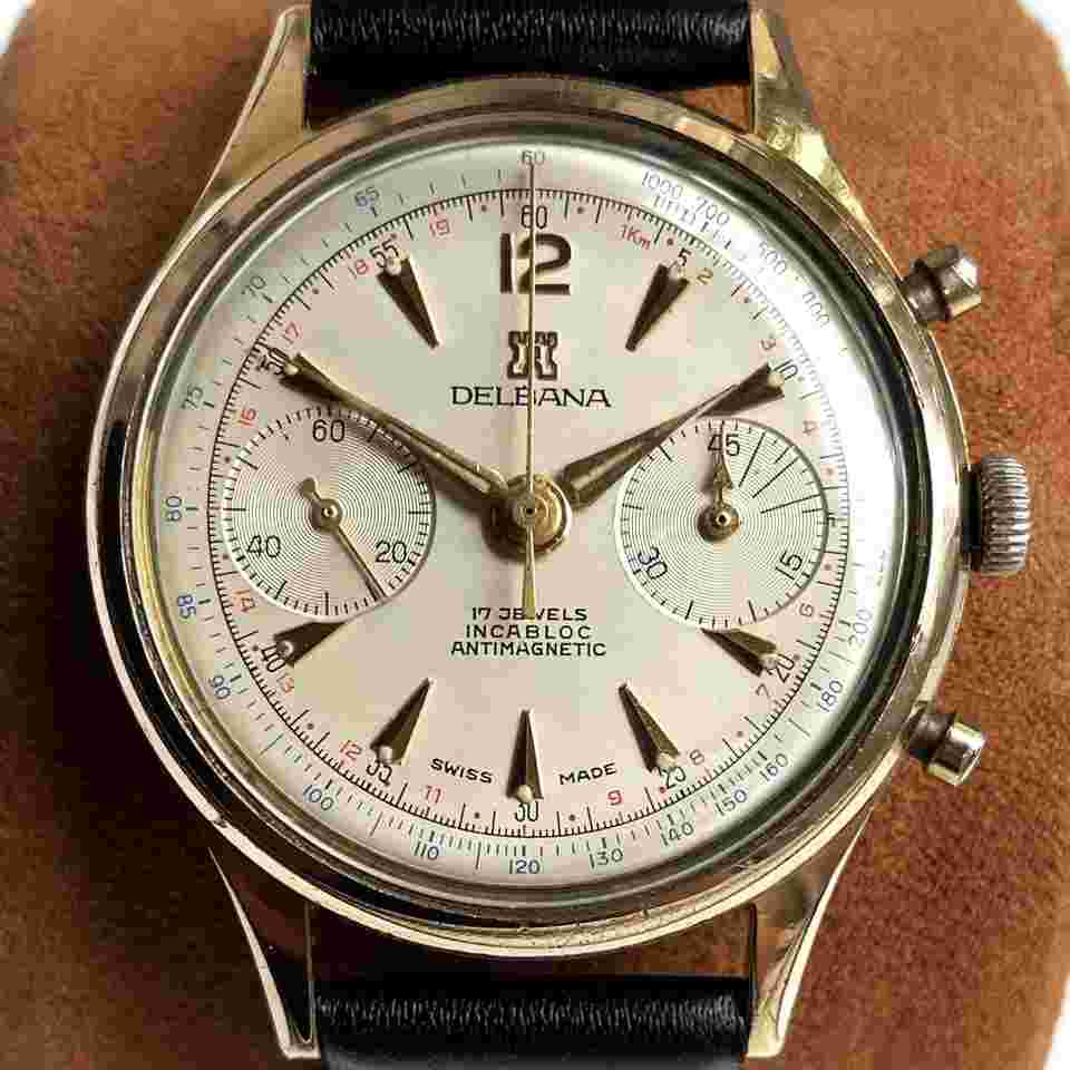 Delbana Chronograph NOS condition - Bi-compax Landeron 248 