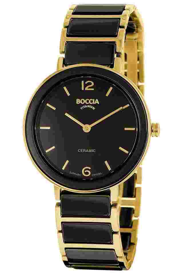 Boccia 3311-04 Damenuhr Titan Schwarz/Goldfarben 