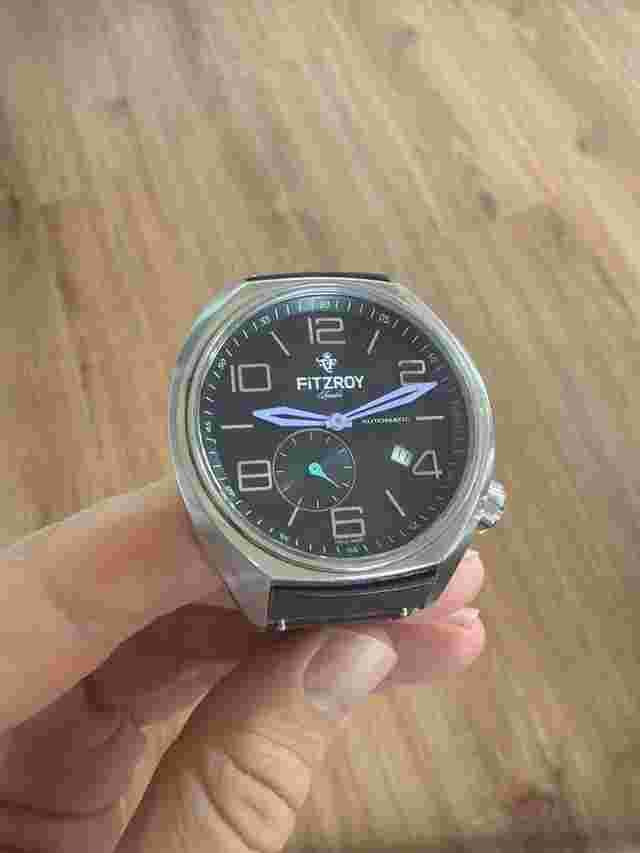 Fitzroy Black Automatic Swiss Made rare freshly serviced! 