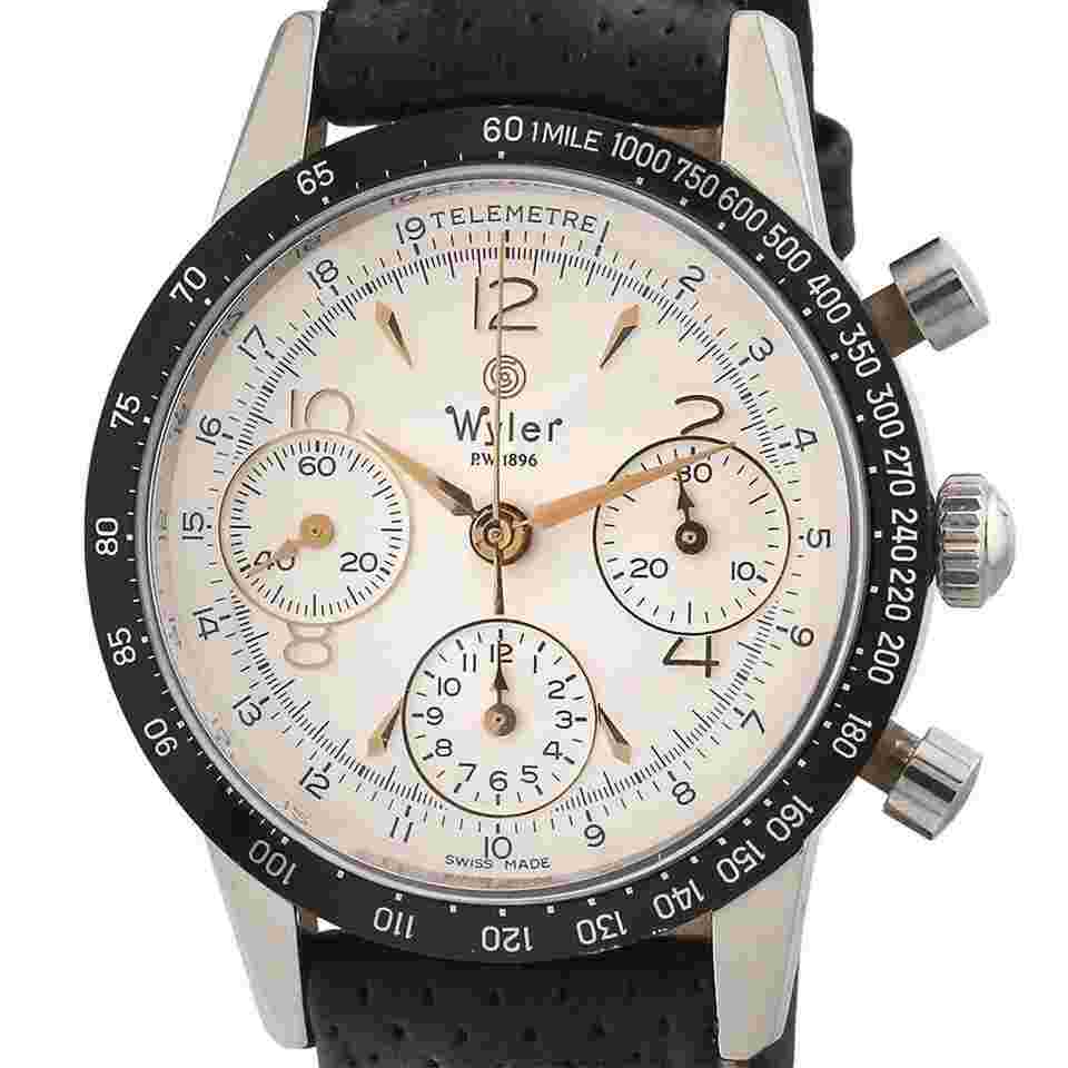 Wyler Vetta P.W. 1896 Chrono l Leather Strap l White Dial l 18.96.1356 l 1990