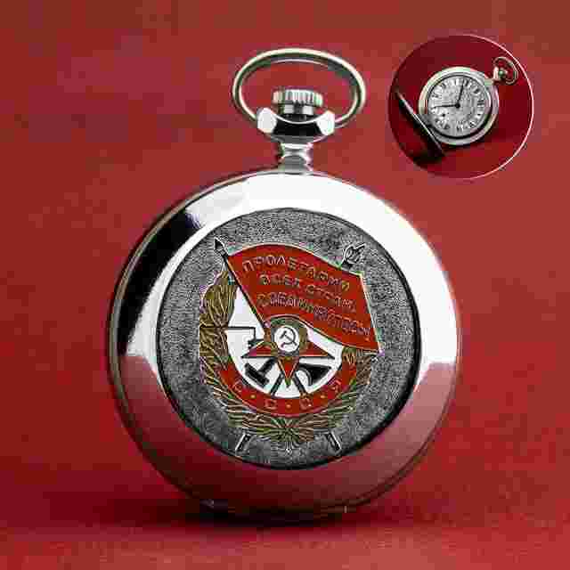 Molnija Soviet Pocket watch Taschenuhr 3602 Red Banner Order USSR - Hammer & Sickle 