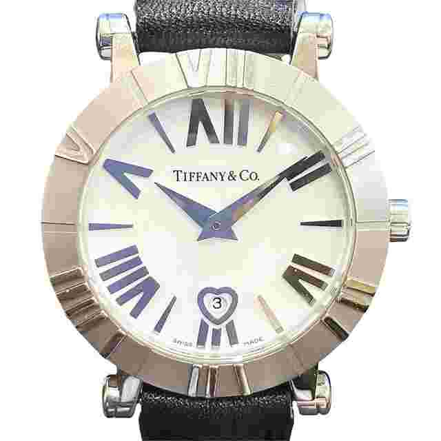 Tiffany Atlas & Co. Atlas watch total weight 36.4g stainless steel genuine leather strap quartz movement white dial Z1300.11.11A20
