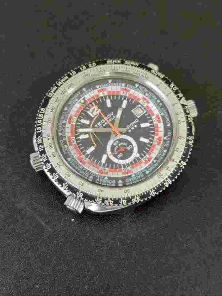 Tegrov Chronograph World Time Swiss Watch 53mm Vintage Manual Winding Watch 