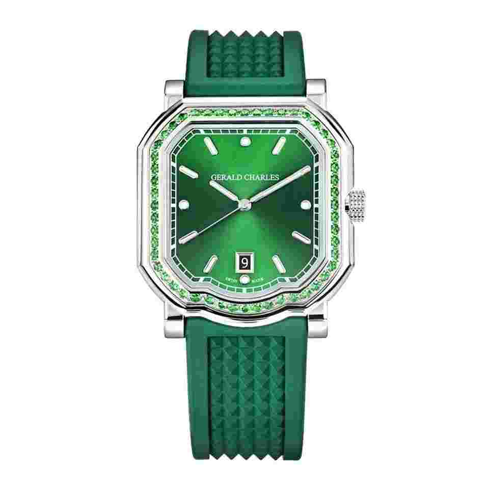 Gerald Charles Maestro 2.0 Ultra Thin GC2.0-A-TSA-02 Stainless Steel Tsavorite Bezel Sunburst Green Index Dial 39 mm