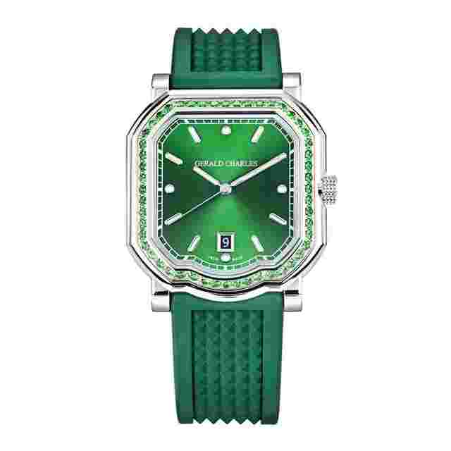 Gerald Charles Maestro 2.0 Ultra Thin GC2.0-A-TSA-02 Stainless Steel Tsavorite Bezel Sunburst Green Index Dial 39 mm