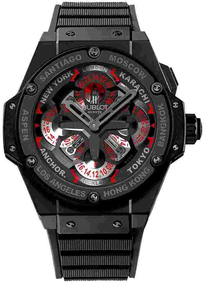 Hublot King Power
Big Bang King Power Unico GMT Skeleton World Time All Black Rotating Disks 771.CI.1170.RX