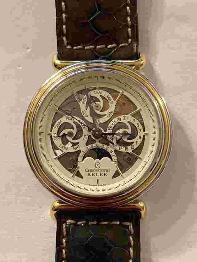 chronoswiss kelek Calendario skelett Calendario con fasi lunari skelett come nuovo cinturino con 