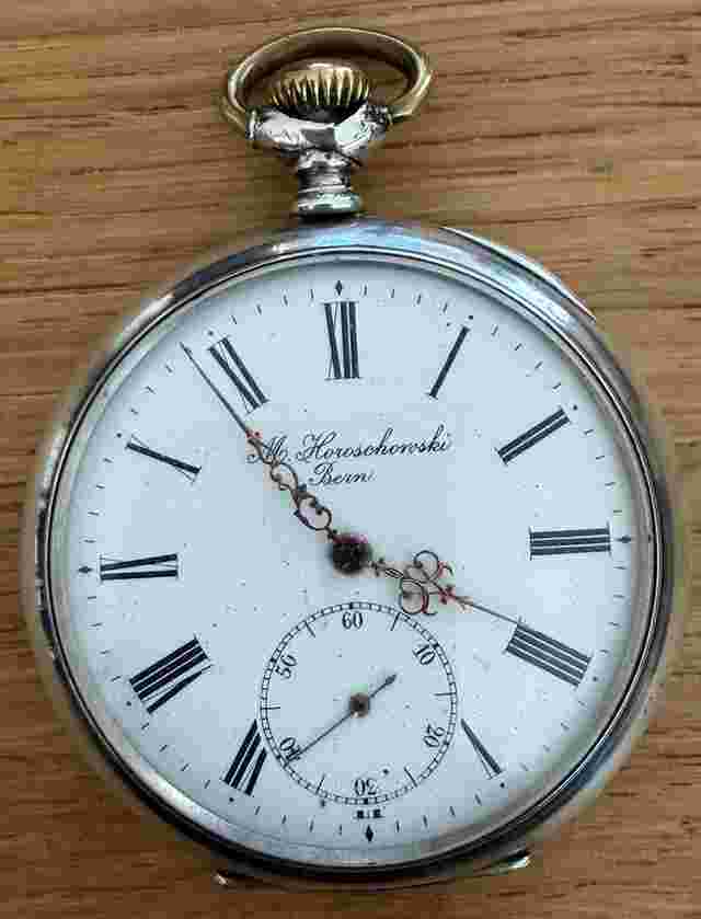 Horoschowski Taschenuhr Originale Schweizer Taschenuhr aus Bern (ca. 1890) 800er Si