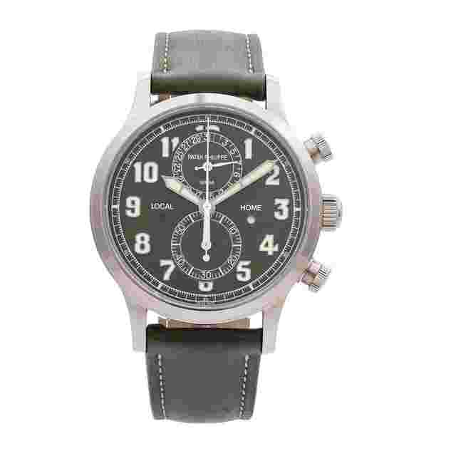 Patek Philippe Calatrava
                           
                                 2023 Unworn Pilot White Gold Travel Time Chronograph Green 5924G-010