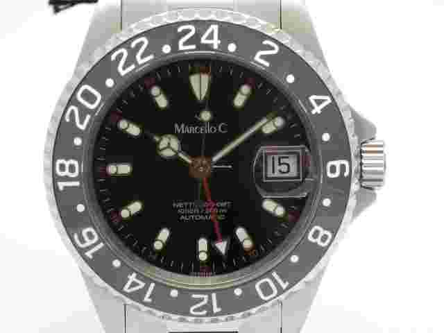 Marcello C. Nettuno 3 GMT" 40mm. case/ceramic 24hrs. bezel. New onwron
