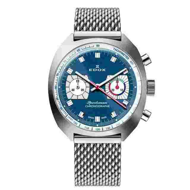 Edox SPORTSMAN CHRONOGRAPH<br>AUTOMATIC 08202-3BU-BUIN Japan Official New Full Set