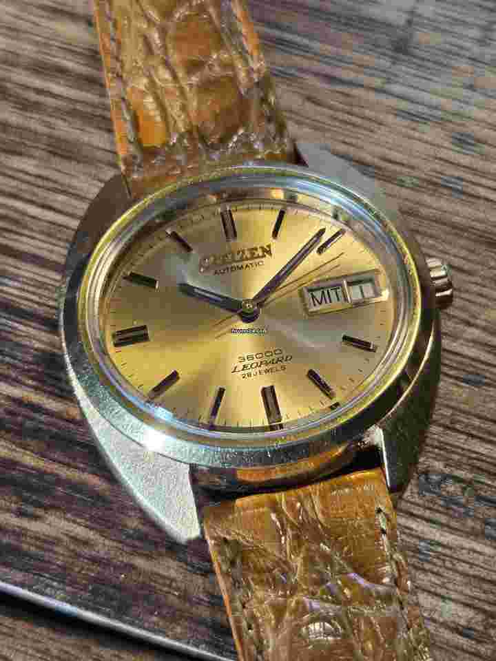 Citizen Leopard 36000 Hi-Beat 67-2068 7230 Croco Strap 28j GP Near Mint Automatic