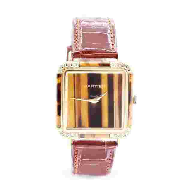 Cartier
                           
                                 Very RARE Vintage 18K Yellow Gold Tiger Eye & Diamonds Circa 1970s